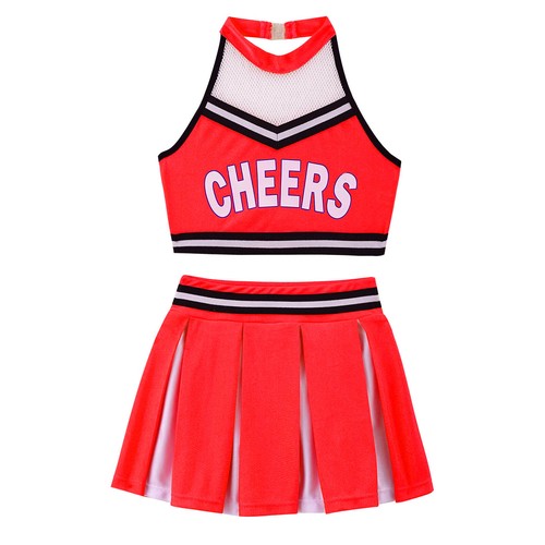 iiniim Mädchen Cheer Leader Kostüm Crop Top mit Rock Cosplay Halloween Fasching - Picture 20 of 64