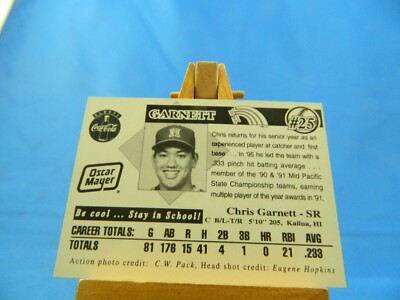 Chris Garnett University of Hawaii UH Baseball Rainbows Card 1996