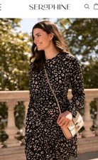 Seraphine Leopard Animal Print Long Sleeve Dress, Size US 6/UK 10