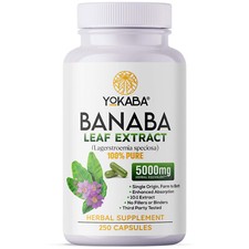 250 Capsules BANABA Leaf Extract 5000mg Corosolic Acid 3.8mg Lagerstroemia