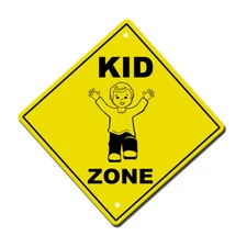 Yellow Aluminum Crossing Sign Kid Zone Diamond Street Signal