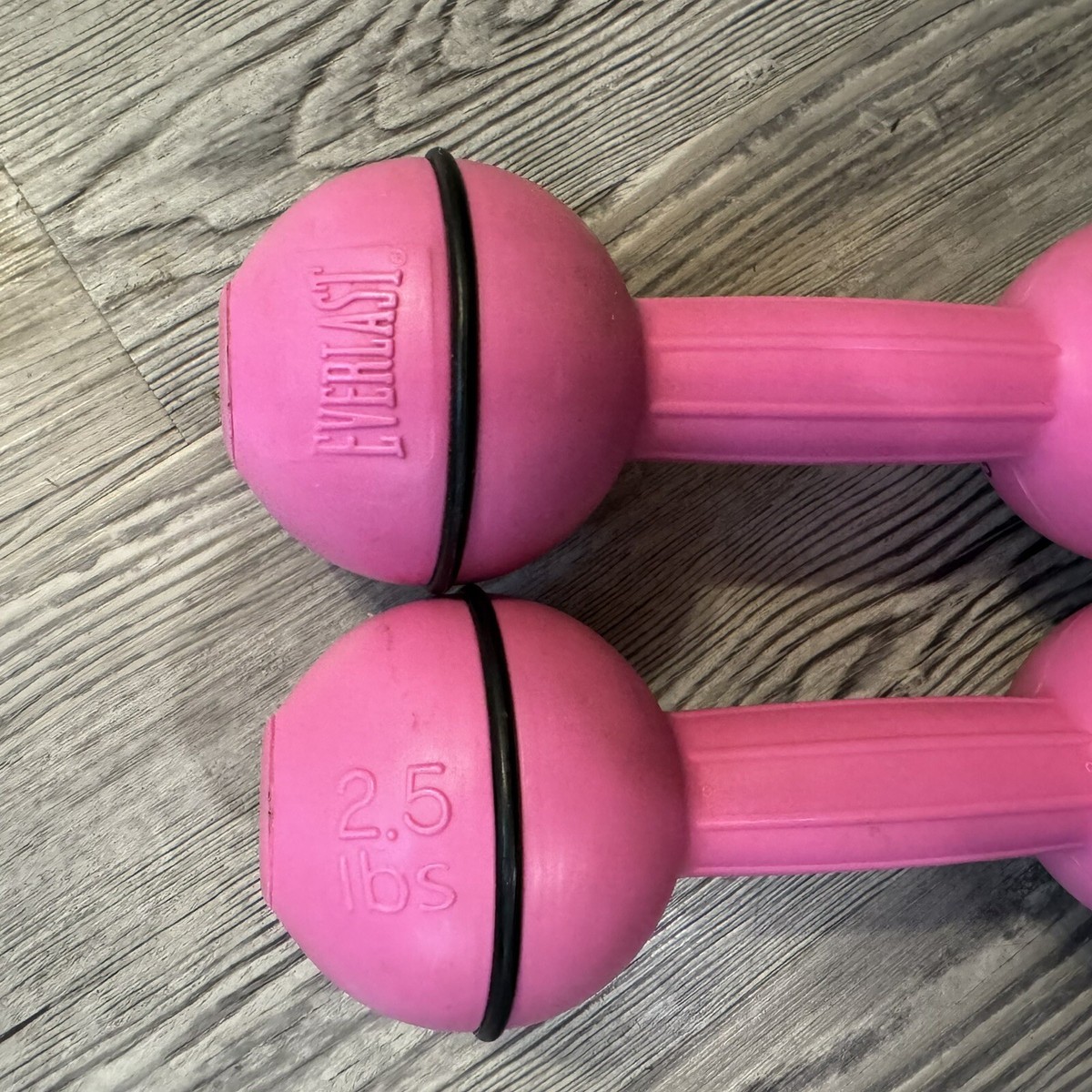 PAIR EVERLAST LB DUMBBELLS PINK BLACK RUBBER STAY GREAT