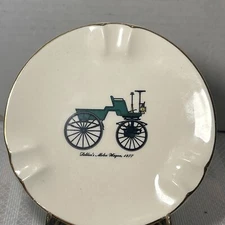 Vintage Selden's Motor Wagon 1877  Ashtray/Trinket Tray 23kt Gold Accents 5”