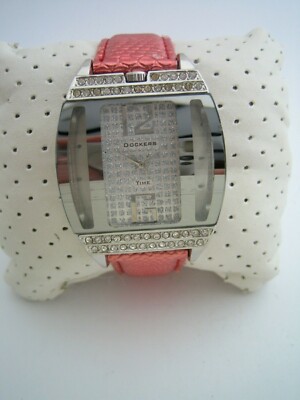 DOCKERS DAMEN UHR DCK10737 EDELSTAHL KRISTALLE ROSA LEDER ECHT