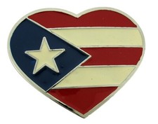Puerto Rico Flag Belt Buckle Western Rodeo Puerto Rican Heart Shaped Men Women