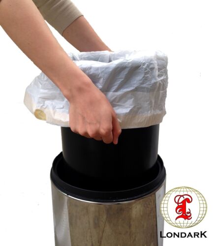 120 Drawstring Bin Liners Refuse Waste Sack bag (Medium: 70cm x 55cm) White - Picture 3 of 5