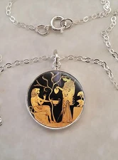 Sterling Silver 925 Necklace Athena Hercules Tondo Greek Mythology