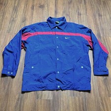 Vtg Nike Logo Snap Button Windbreaker L Check Warm Up Track Jacket Sports 90s