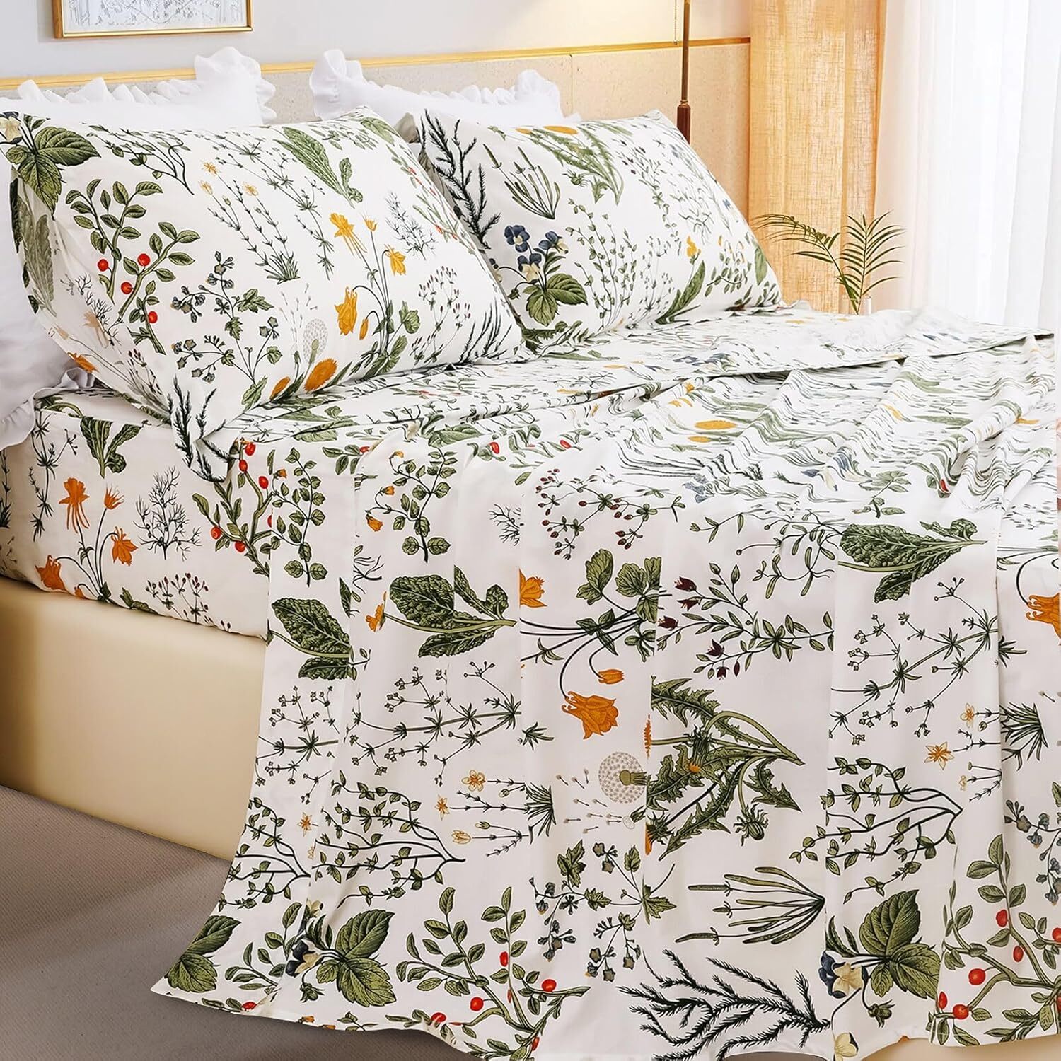 Bed Sheets Queen Size Soft Breathable 4 Piece Set Deep Pocket Queen Size Sheet-image