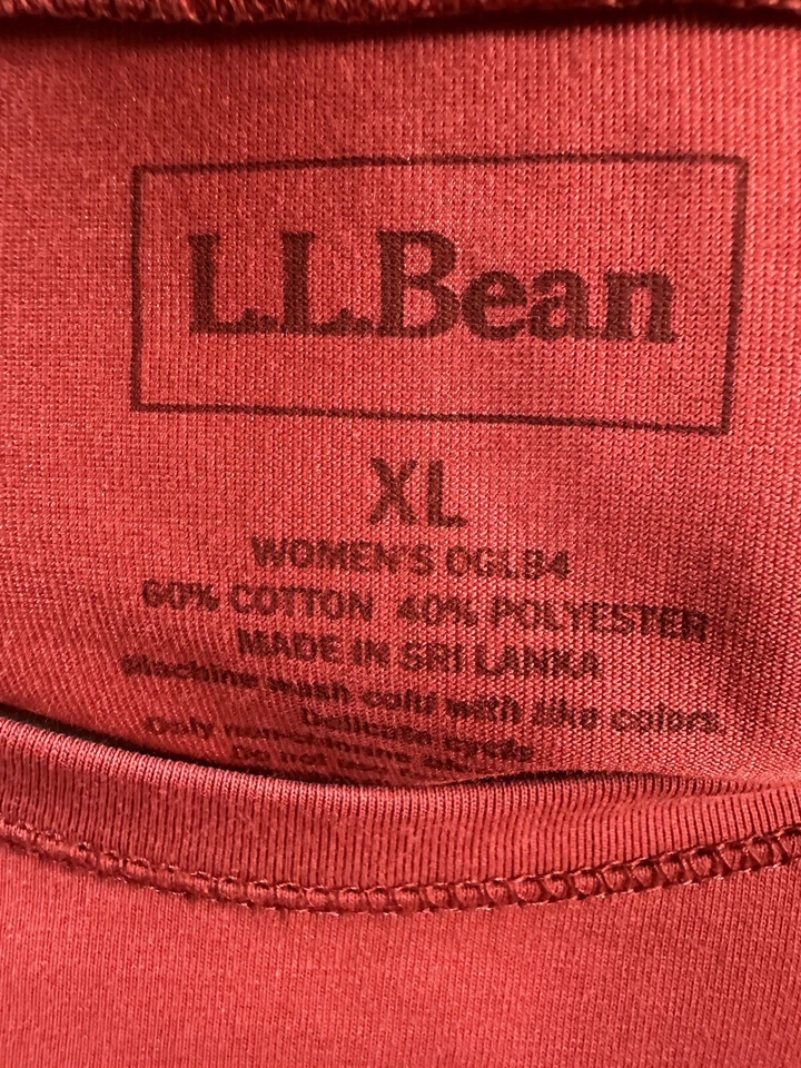 Camisa LL Bean Red Capa Base Crew Para Mujer’s XL Manga Larga Mezcla de Algodón Foto 2 de 4