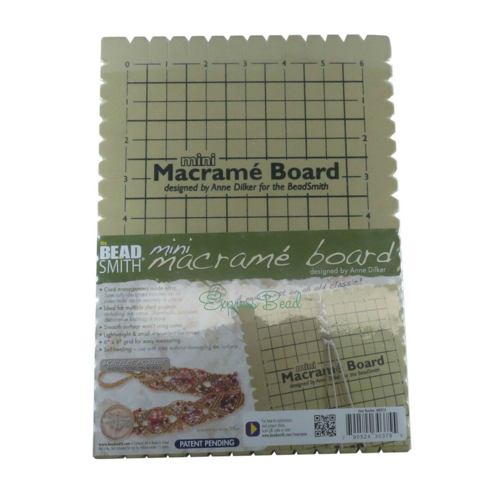 BeadSmith Mini Macrame Board Size 7.5" x 10" (6"x 9" Grid)