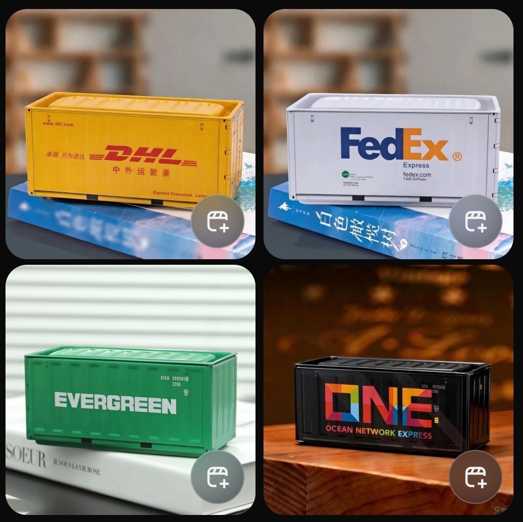 Mini Metal Shipping Container Storage Box Desktop Organizer Tin Miniature Model