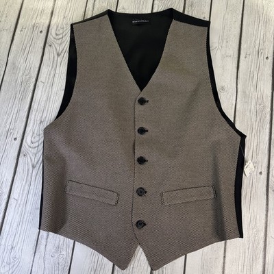 Formalities Men's LG 5 Button Front Polyester Waistcoat Vest Black Lining NEW.