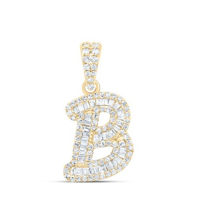 0,38 ctw natürlicher Diamant Hiphop Anfangsbuchstabe B Anhänger 10k Gelbgold