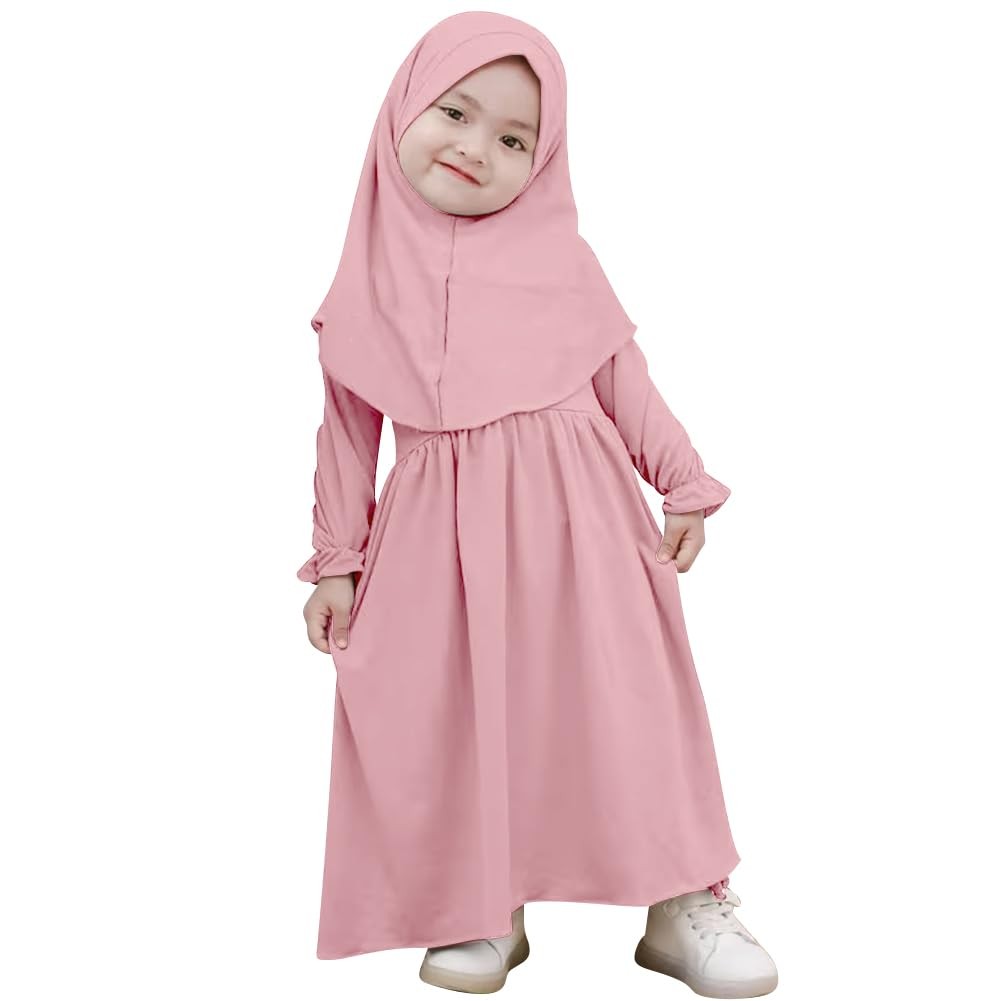 Newborn Infant Baby Girls Muslim Abaya Prayer Dress, Long Sleeve Maxi Islamic...
