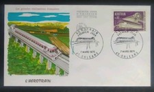 ENVELOPPE PREMIER JOUR TIMBRE N° 1631 AÉROTRAIN OBLITÉRÉ ORLÉANS 1970