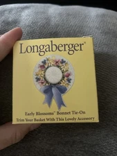 Longaberger Early Blossoms Bonnet Tie On Ceramic Tag New Vintage