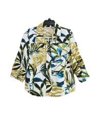 New Chico's Full Zip 100 Linen Jacket-multi -3/4 Sleeves-Size 1 8/10