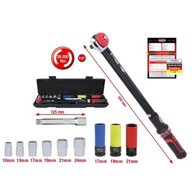 Ratschen Drehmomentschlüssel 20-200Nm 11-tlg KS Tools 1/2'' ERGOTORQUE precision