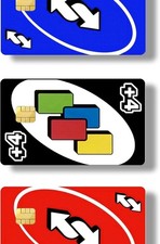 UNO Draw 4 Rosso Blu Reverse Card Skin Confezione da 3 Decalcomanie Giocatore Wild Card Cover