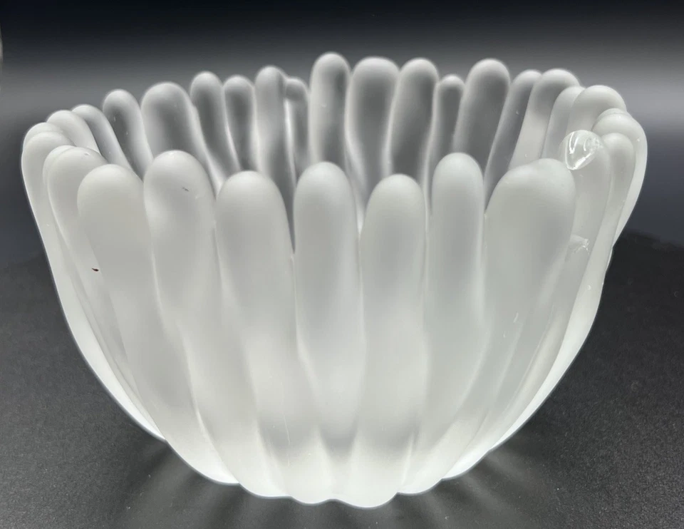 Vintage Tapio Wirkkala Frosted Fingers bowl 5.5x 3.25” Tall - Two Small Chips - Image 2 of 4