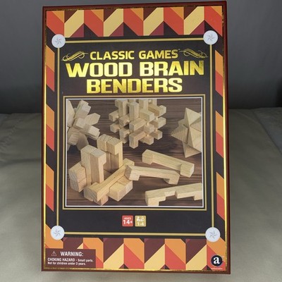 Classic Games 4 Solid Wood Brain Benders Three Dimensional Wood Puzzles ￼