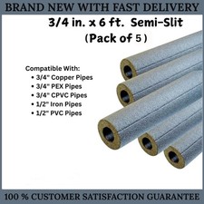  5-Pack 3/4 in x 6 ft Foam Self-Seal Pipe Insulation   HVAC Plumbing