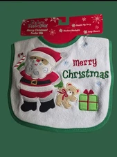 Baby Merry Christmas Embroidered Bib New