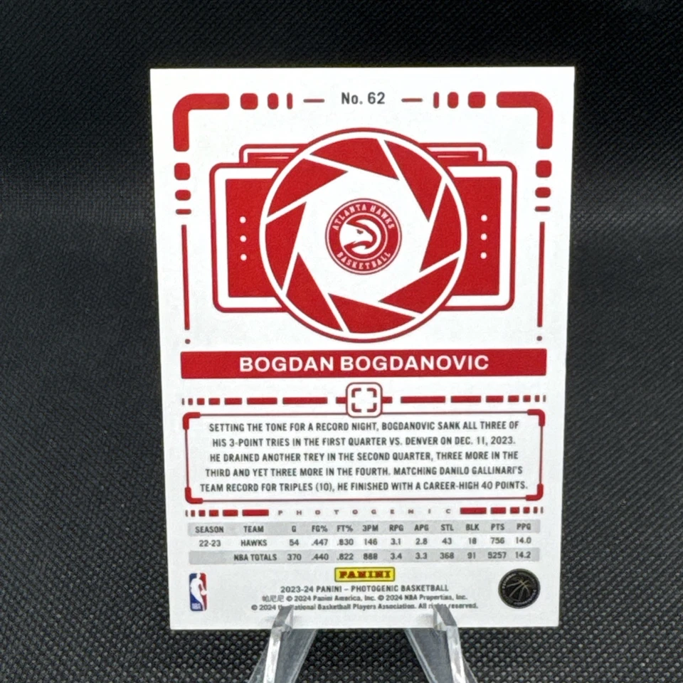 2023-24 Panini Photogenic Bogdan Bogdanovic #62 Atlanta Hawks - Image 2 of 2