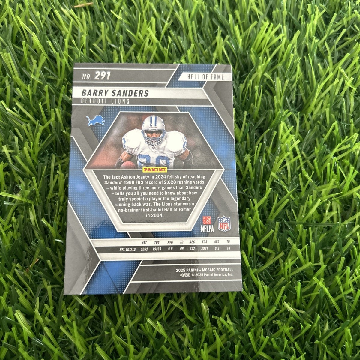 2025 Panini Mosaic Football Barry Sanders Hall of Fame #291 Lions