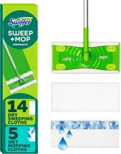 2-in-1 Floor Mopping Sweeping Kit Multi-Surface Sweeper - Grey 1 Pc