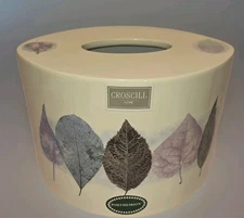 Portmeirion Croscill Tissue Box Cover Leaves Purple Grey Brown Resin Leaf Fall