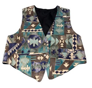 Western Aztec Riding Vest Men’s Small Southwestern Tapestry Handmade Driving