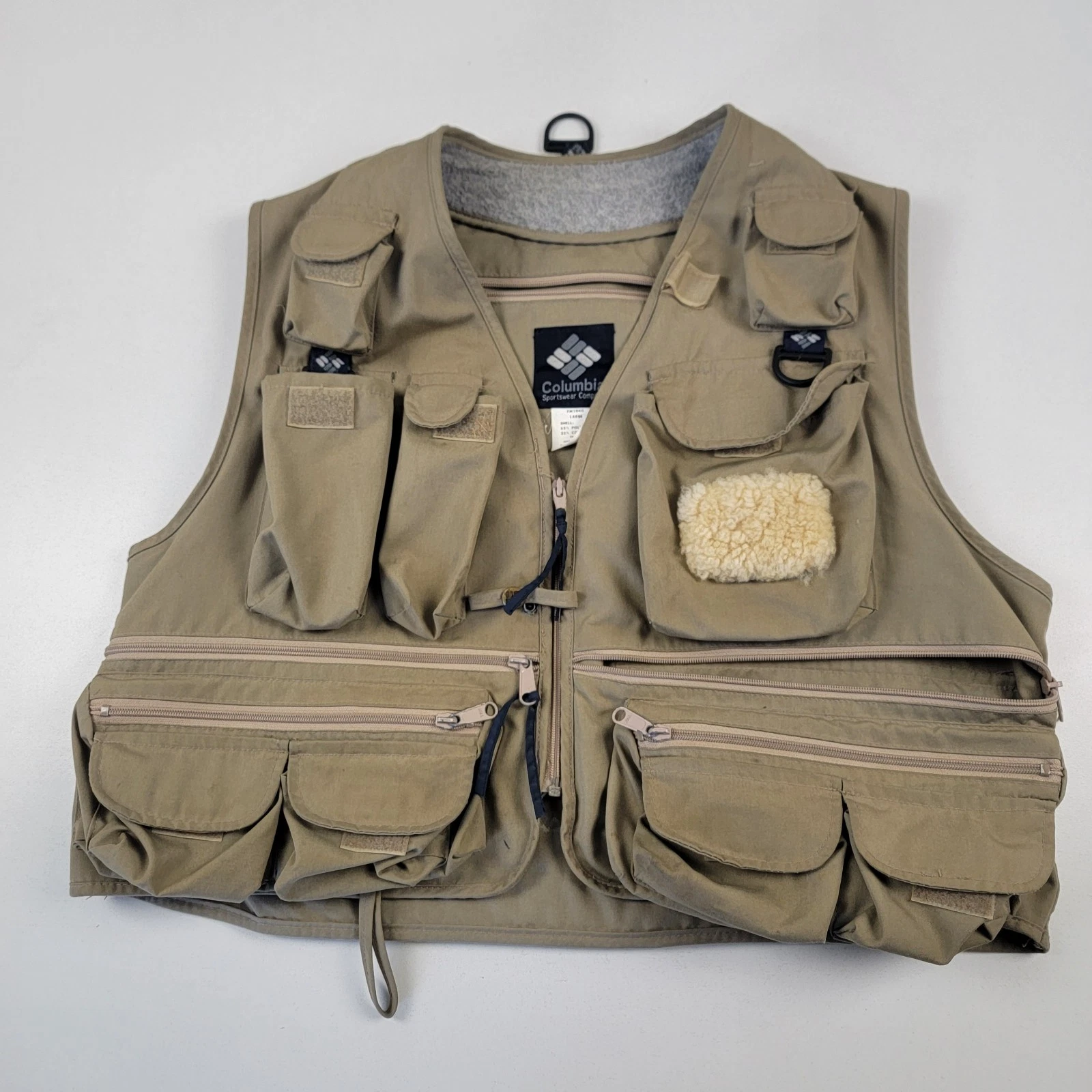 Vintage Columbia Fly Fishing Vest Men Large Tan Utility Hunting Outdoors Camping