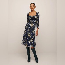 REFORMATION Pennie Floral-print Midi Dress In Blue NWT
