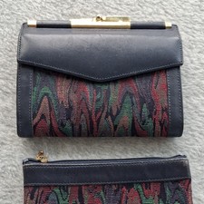 Navy Abstract Retro Multicolor Trifold Wallet...