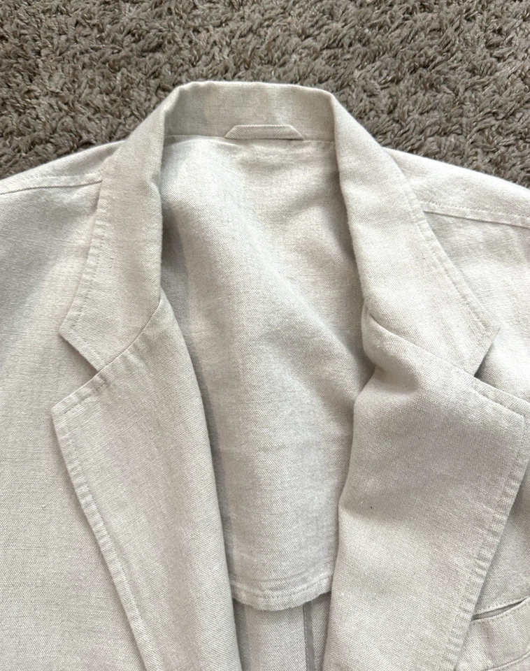 L.L. Abrigo deportivo Bean Travelers para hombre 46L largo beige/blanco lino y algodón 2 botones Foto 4 de 4