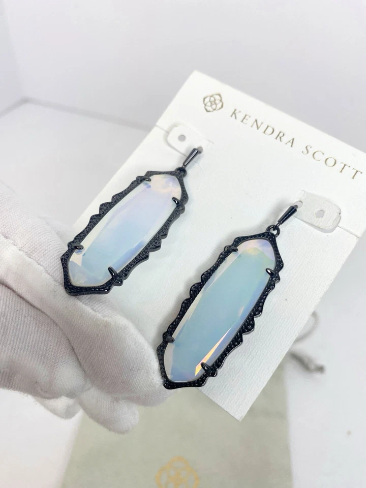 Kendra Scott Mystic Bazaar Francie Drop earrings Iridescent Opalite Gunmetal - Image 2 of 4