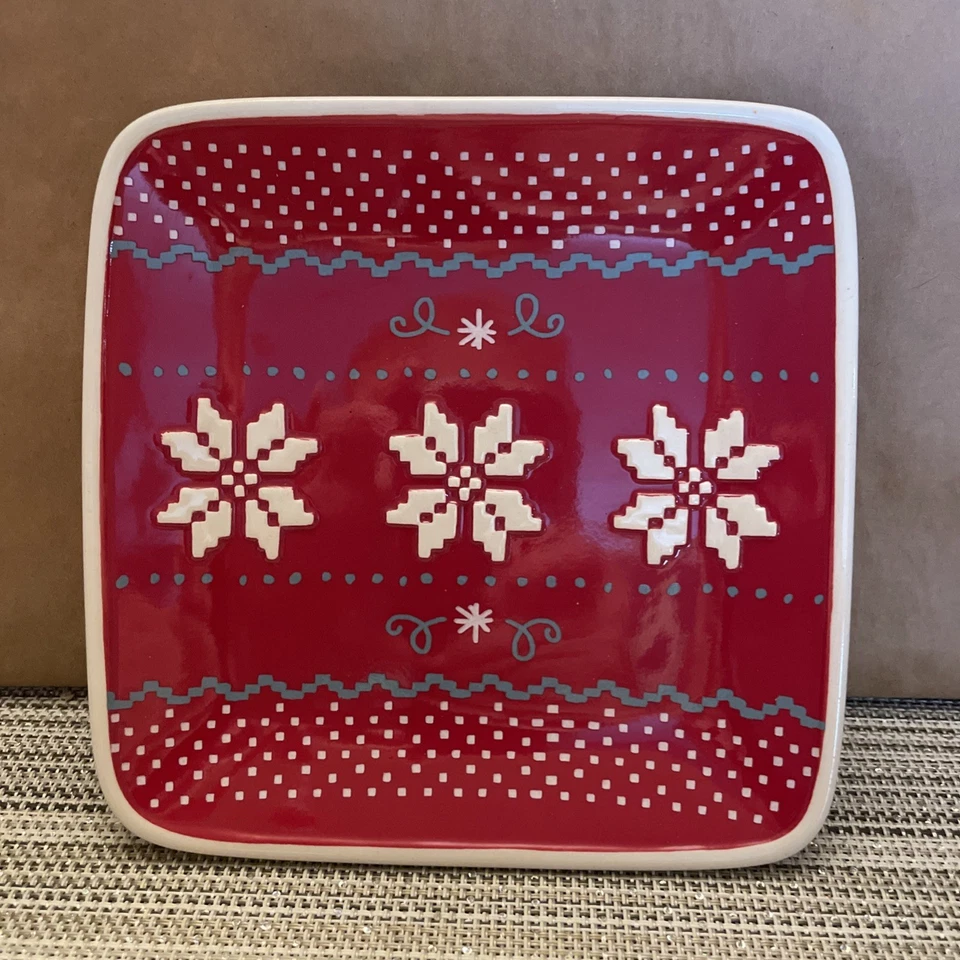 Hallmark Square Ugly Christmas Sweater Dessert Hors d’oeuvre ￼Plate Ceramic - Image 2 of 4