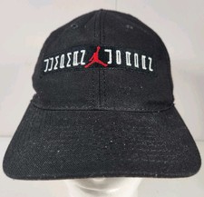 Vintage NIKE AIR JORDAN XI 11 OG SnapBack Hat 90s Black Red Jumpman USA w/Flaws