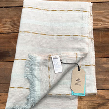 NEW PrAna Flora Scarf Wool Blend 74" x 25" Gray Beige Shawl Wrap