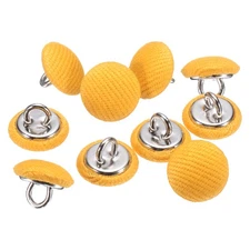 10pcs 11.5mm Fabric Cloth Covered with Metal Shank Round Sewing Buttons, Yellow