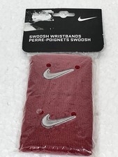 Nike Swoosh Classic Wristband 2pcs Tennis Sports Wristband Drk Red With Silver