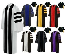 Deluxe Doctor of Theology Gown with Tam, Unisex PhD Academic Graduation Regalia