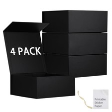 MUMUPACK 4 Pack Black Gift Boxes With Lids,9x9x4 Inch Bridesmaid Proposal Box...