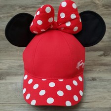 Disney Parks Minnie Mouse Hat Cap Snap Back Youth Adjustable Red Polka Dot