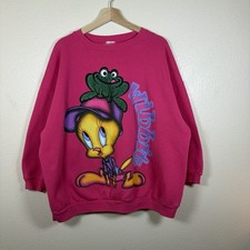Vintage 90s Tweety Bird Wibbit Frog Looney Tunes Crewneck Sweatshirt Women  s XL