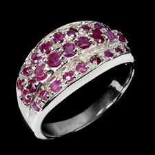 925 Sterling Silver Ring Round Ruby 2.5mm Natural Gemstone Jewelry Size 8