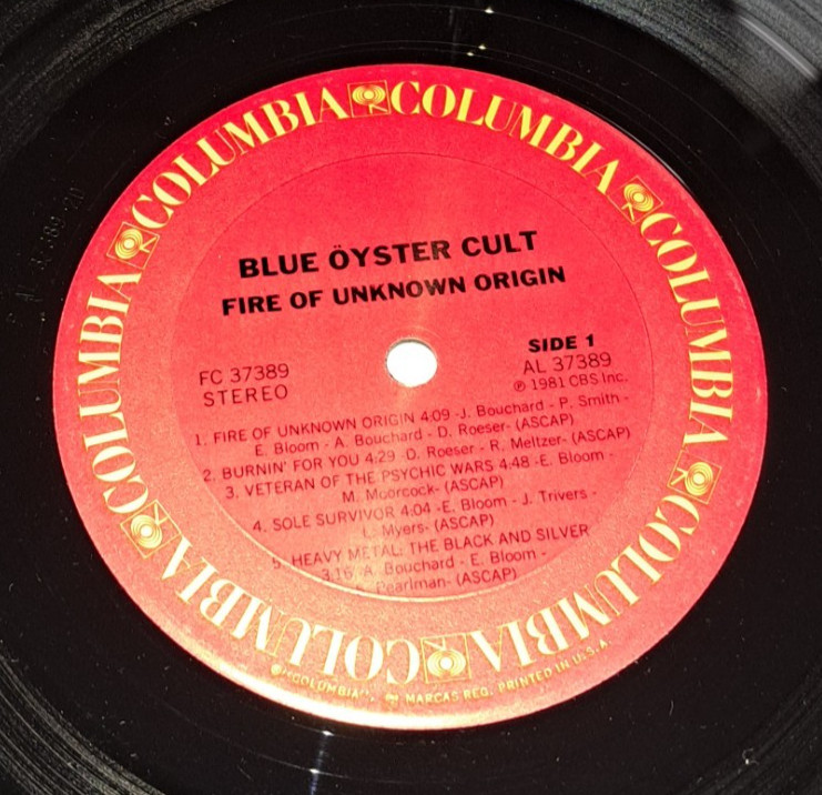 Blue Oyster Cult Fire Of Unkown Origin LP