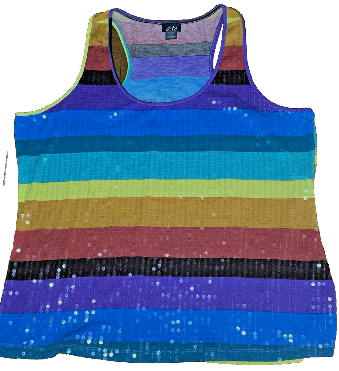 DOTS Plus Size 3X Bling Striped Sequin Rainbow Colorful Stretch